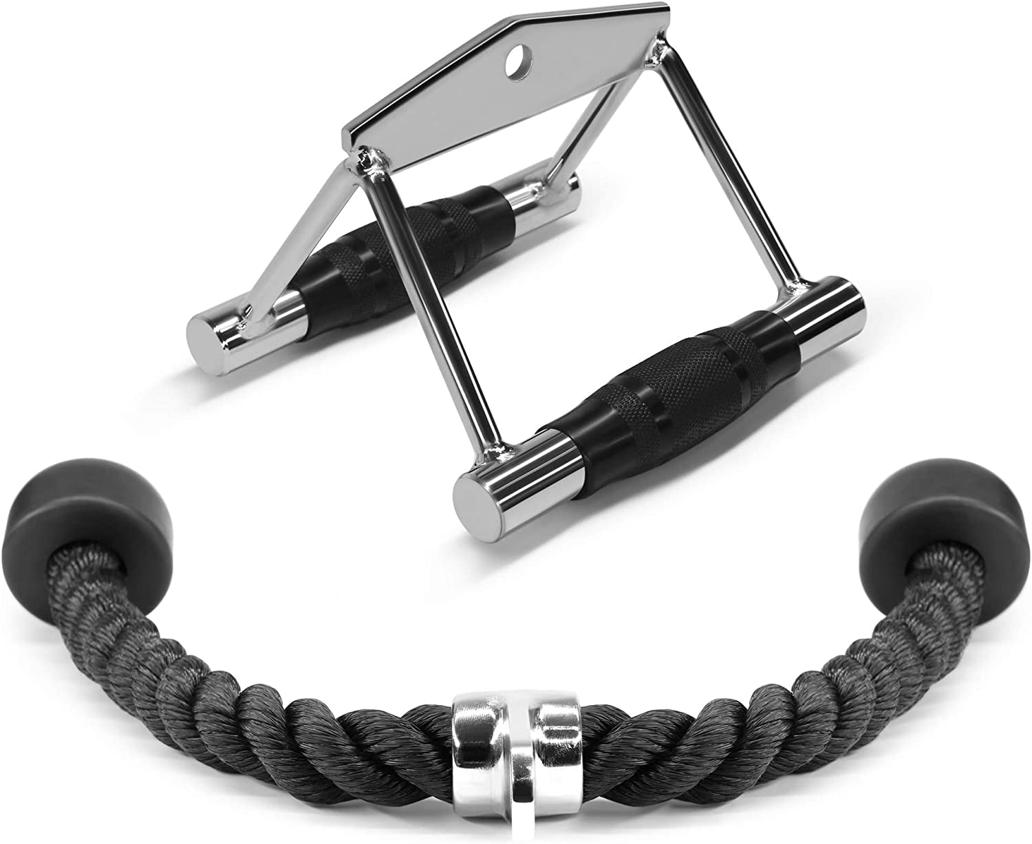 Cable Machine Attachment, Double D Hanlde & Tricep Rope Cable Attachment, Weight Machine Accessories Load 880 LB for Home Gym