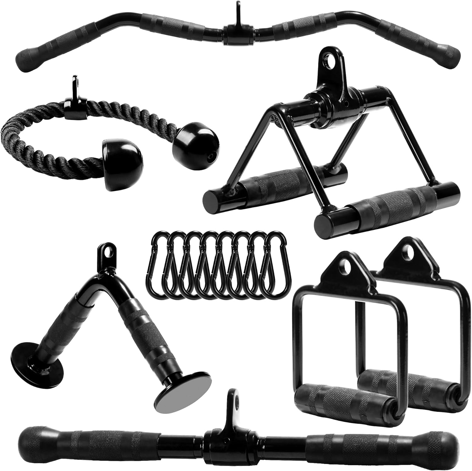 Cable Machine Attachment, Double D Hanlde & Tricep Rope Cable Attachment, Weight Machine Accessories Load 880 LB for Home Gym