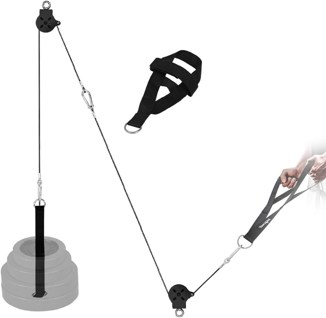 Cable Machine Attachment, Double D Hanlde & Tricep Rope Cable Attachment, Weight Machine Accessories Load 880 LB for Home Gym