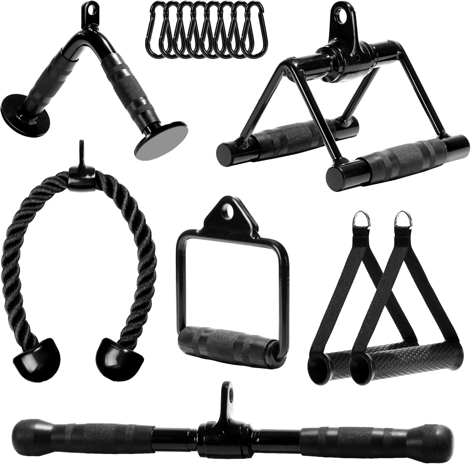 Cable Machine Attachment, Double D Hanlde & Tricep Rope Cable Attachment, Weight Machine Accessories Load 880 LB for Home Gym