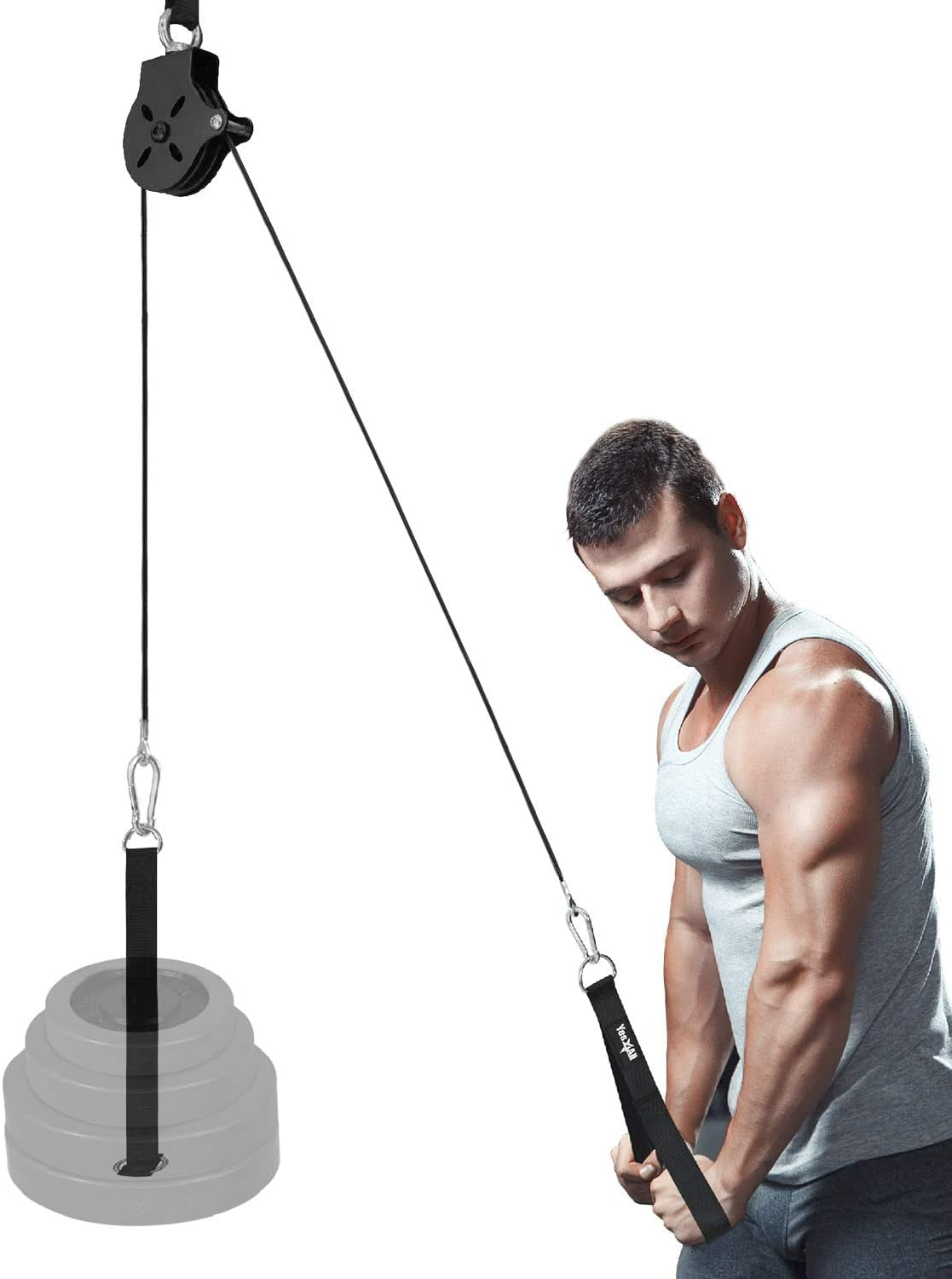 Cable Machine Attachment, Double D Hanlde & Tricep Rope Cable Attachment, Weight Machine Accessories Load 880 LB for Home Gym